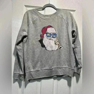 Grayson/Thread Grey Christmas Santa Sweatshirt Medium Cozy Holiday Graphic Funny